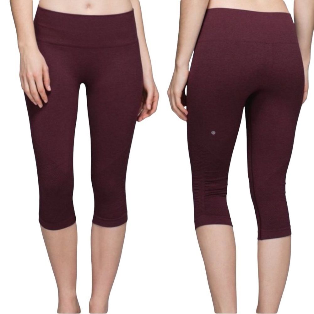 Lululemon In The Flow Crop II Bordeaux Drama Maroon Sz 4